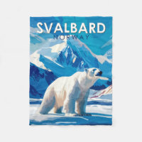 Svalbard Norway Polar Bear Travel Art Vintage