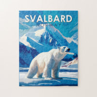 Svalbard Norway Polar Bear Travel Art Vintage