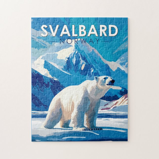 Svalbard Norway Polar Bear Travel Art Vintage Jigsaw Puzzle (Vertical)