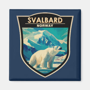 Svalbard Norway Polar Bear Travel Art Vintage Magnet