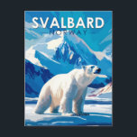 Svalbard Norway Polar Bear Travel Art Vintage Postcard<br><div class="desc">Svalbard in a vector art style. One of the world’s northernmost inhabited areas,  it's known for its rugged,  remote terrain of glaciers and frozen tundra sheltering polar bears,  Svalbard reindeer and Arctic foxes.</div>