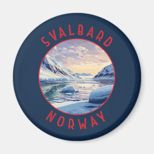 Svalbard Norway Retro Distressed Circle Magnet