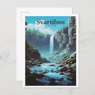 Svartifoss Iceland Art Vintage Travel Postcard