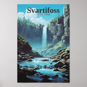 Svartifoss Iceland Art Vintage Travel  Poster