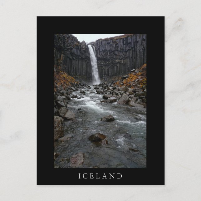 Svartifoss waterfall, Iceland black postcard (Front)