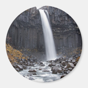 Svartifoss waterfall in Iceland round magnet
