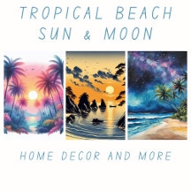 Palm Trees Tropical Beach Sun Moon