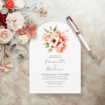 Pretty Peach Watercolor Floral Wedding