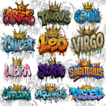 Zodiac Graffiti Airbrush With Crown