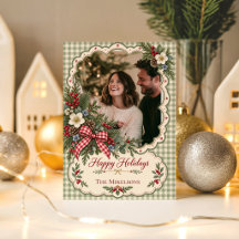 Sage Gingham Cottagecore Christmas Holiday