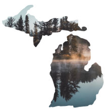 Silhouette of Michigan Lake Reflections Photo