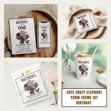 funny crazy elephant 1st birthday collection!