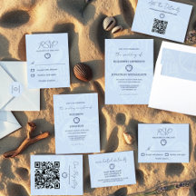 Coastal Blue Seashells Wedding