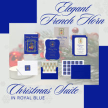 Elegant French Horn Christmas - Royal & Light Blue