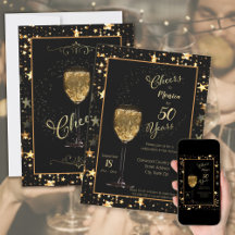 Cheers for the Years Black + Gold Champagne Party