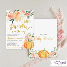 Orange Floral Pumpkin Fall Baby Shower