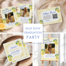 Blue Bow Lemon Graduation Party