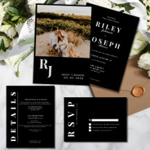 Minimalist bold black and white modern wedding 