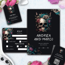 Skull Floral Tattoo Gothic Wedding