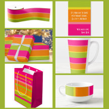 Hot Pink, Lime Green, Orange and Yellow Stripes