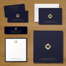Luxury Navy Gold Diamond Logo Business Essentials