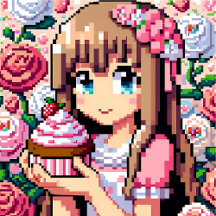 Pink Pixel Art Girl's Birthday Party