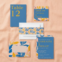 Tropical Botanical Modern Blue & Yellow leaves