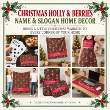 Christmas Holly and Berries Name Home Decor