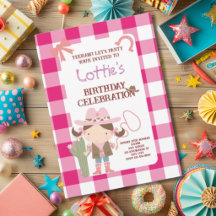 Fun Pink cowgirl Kids Birthday Collection