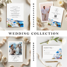 Santorini Greece Watercolor Destination Wedding