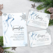 A little Snowflake Blue Bow Glitter Baby Shower 