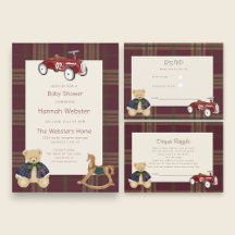 vintage toys red plaid baby shower