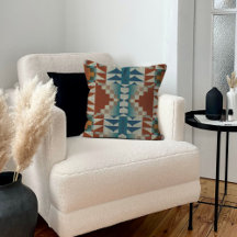 Rust Taupe Teal Blue Tribal Home Decor
