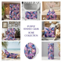 A luxurious purple-toned stained-glass background.