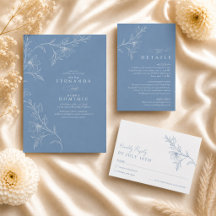 Botanical Floral Dusty Blue Wedding