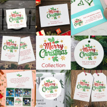 Merry Christmas Red and Green Holly Modern Family