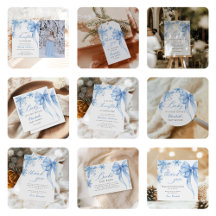 Winter Blue Bow Snowflakes Baby Shower