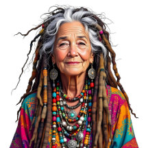Cool Old Lady in Dreadlocks Free Spirit Hippie 