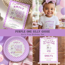 Purple One Silly Goose - Retro Girl First Birthday