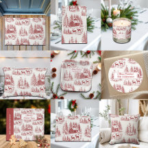 Vintage Illustration Reindeer Houses Collection