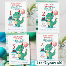 TRex Dinosaur Birthday Party Cards and Accessories
