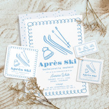 Blue Hand-Drawn Après Ski Bachelorette Weekend