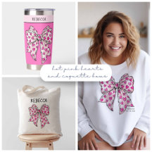 Whimsical Hot Pink Hearts and Coquette Bows