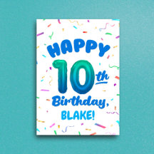 (Age 7-19) Balloon Numbers Birthday Card