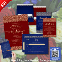 Rustic Red Blue Lace Wedding Suite