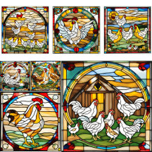Stained Glass Chickens