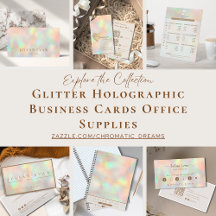 Glitter Holographic Business Cards Office Supplies