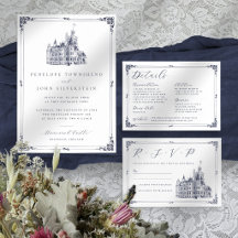 Vintage Castle Illustration Border Wedding Suite