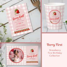 Berry First Birthday - Pink Gingham & Strawberry