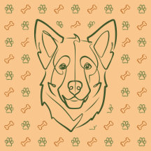 German Shepherd Decorative Line Art Pattern